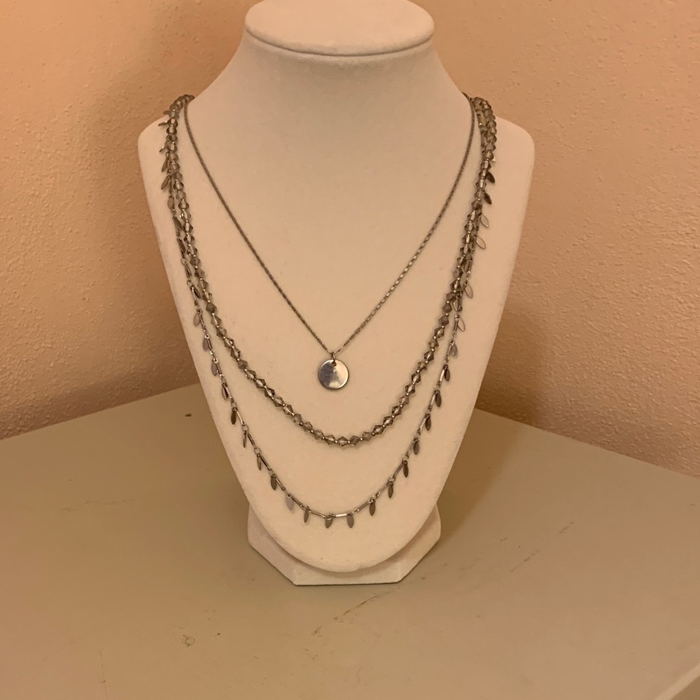 torrid Silver-Tone Layered Multi-Chain Necklace with Disc Charm